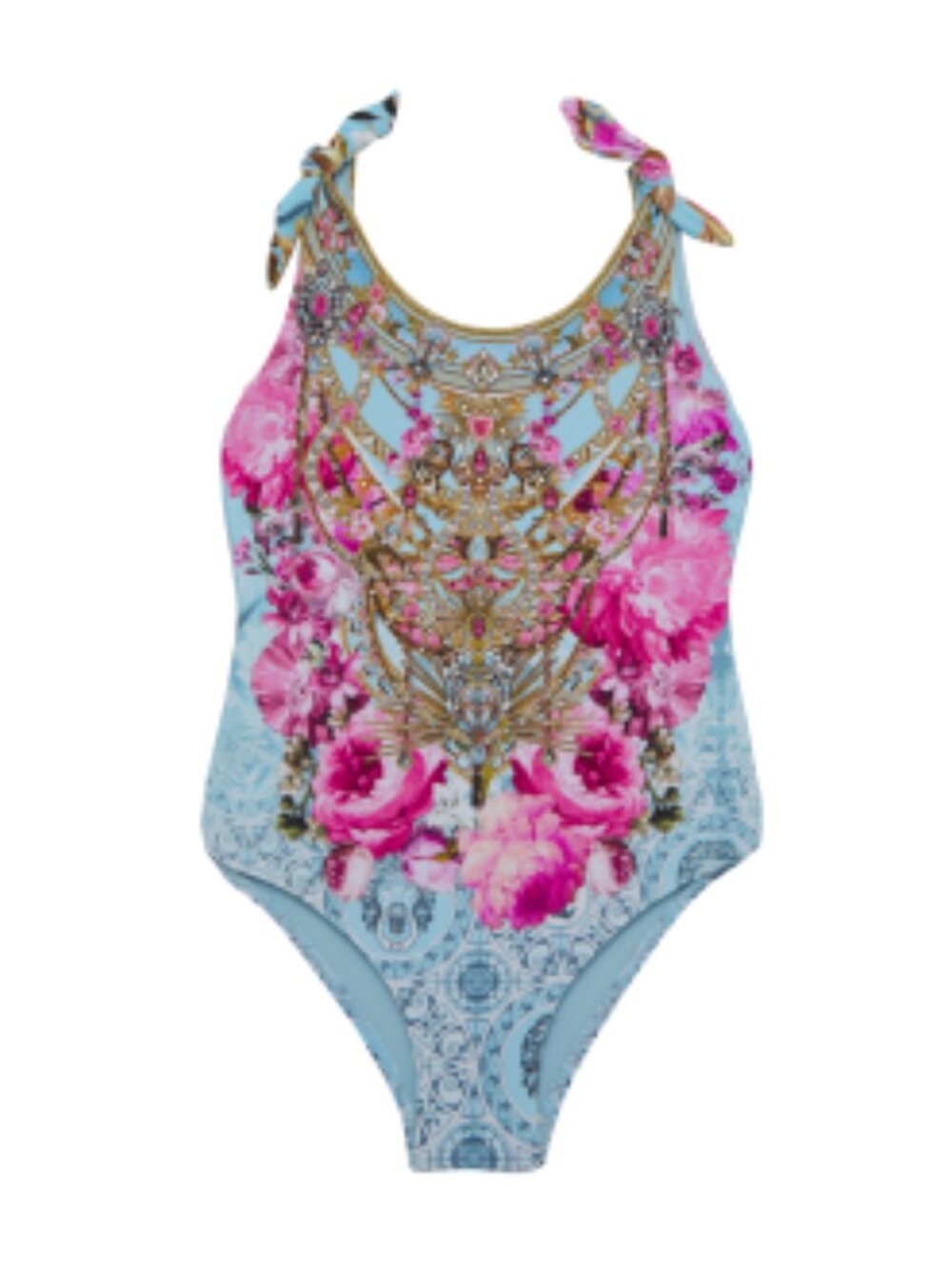 Camilla Girl One Piece Floral Pink Blue Swimwear Bathing Suit Size 12